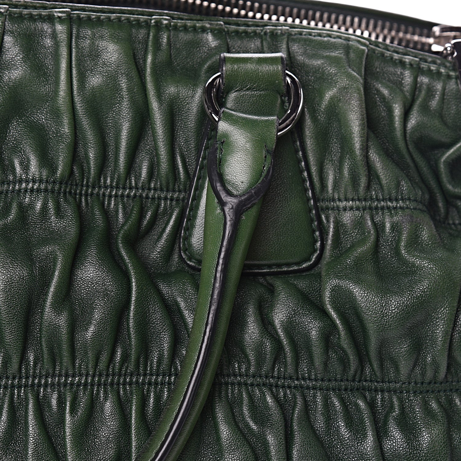 Prada Nappa Gaufre Double Zip Tote Green 17 of 22