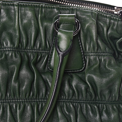Prada Nappa Gaufre Double Zip Tote Green 17 of 22