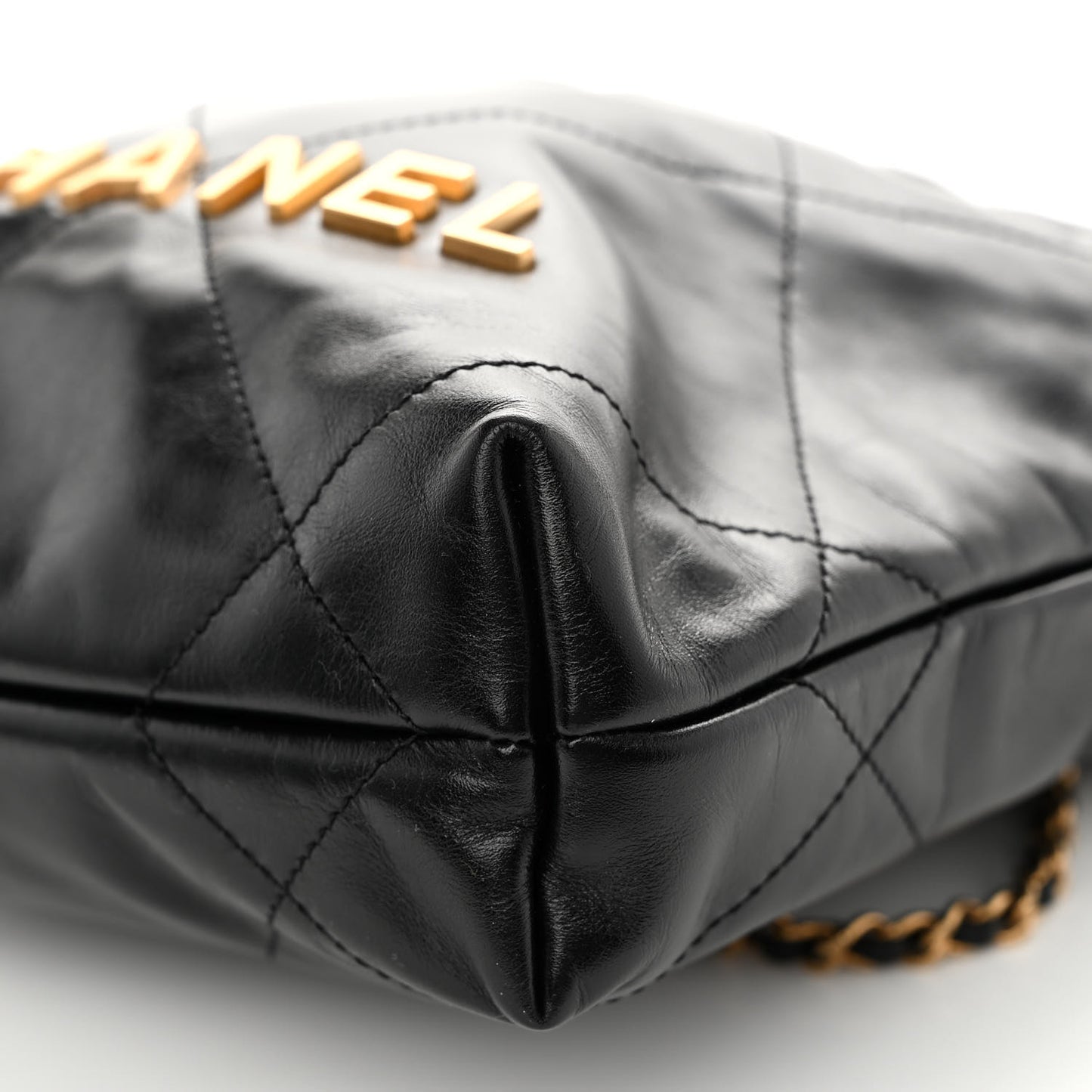 Shiny Calfskin Quilted Mini Chanel 22 Black