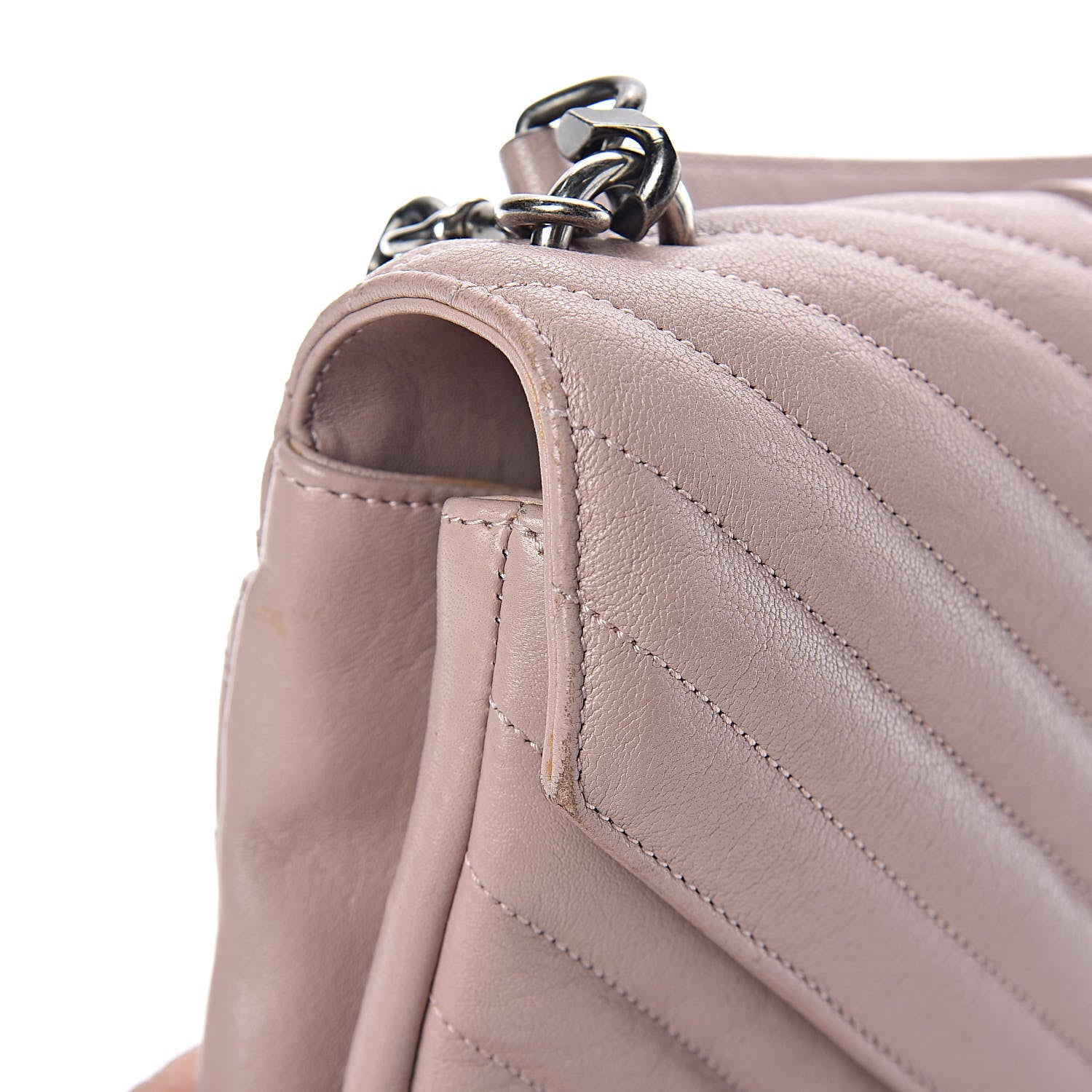 Saint Laurent Sheepskin Matelasse Chevron Monogram Medium College Bag Rose Poudre 14 of 16