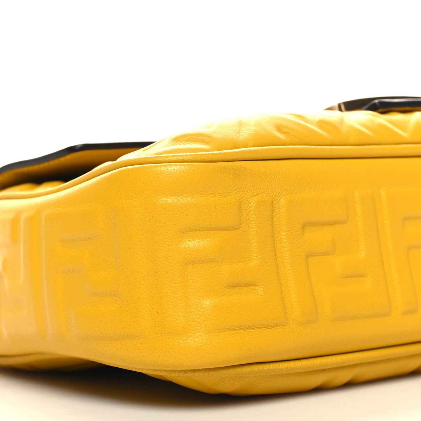 Nappa Small FF Embossed Midi Chain Baguette Mimosa