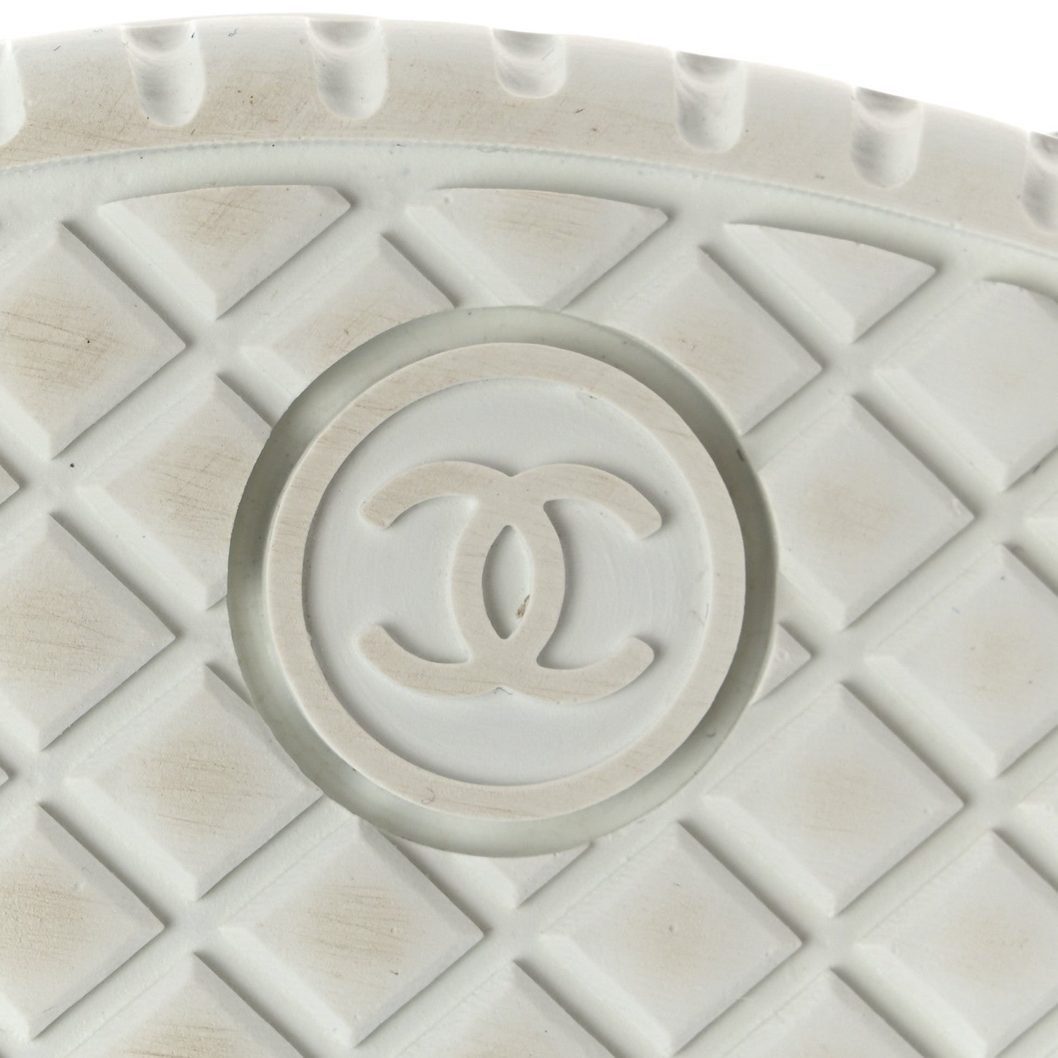 Chanel Calfskin Suede Calfskin Logo Womens Sneakers 37.5 White Gray 8 of 9