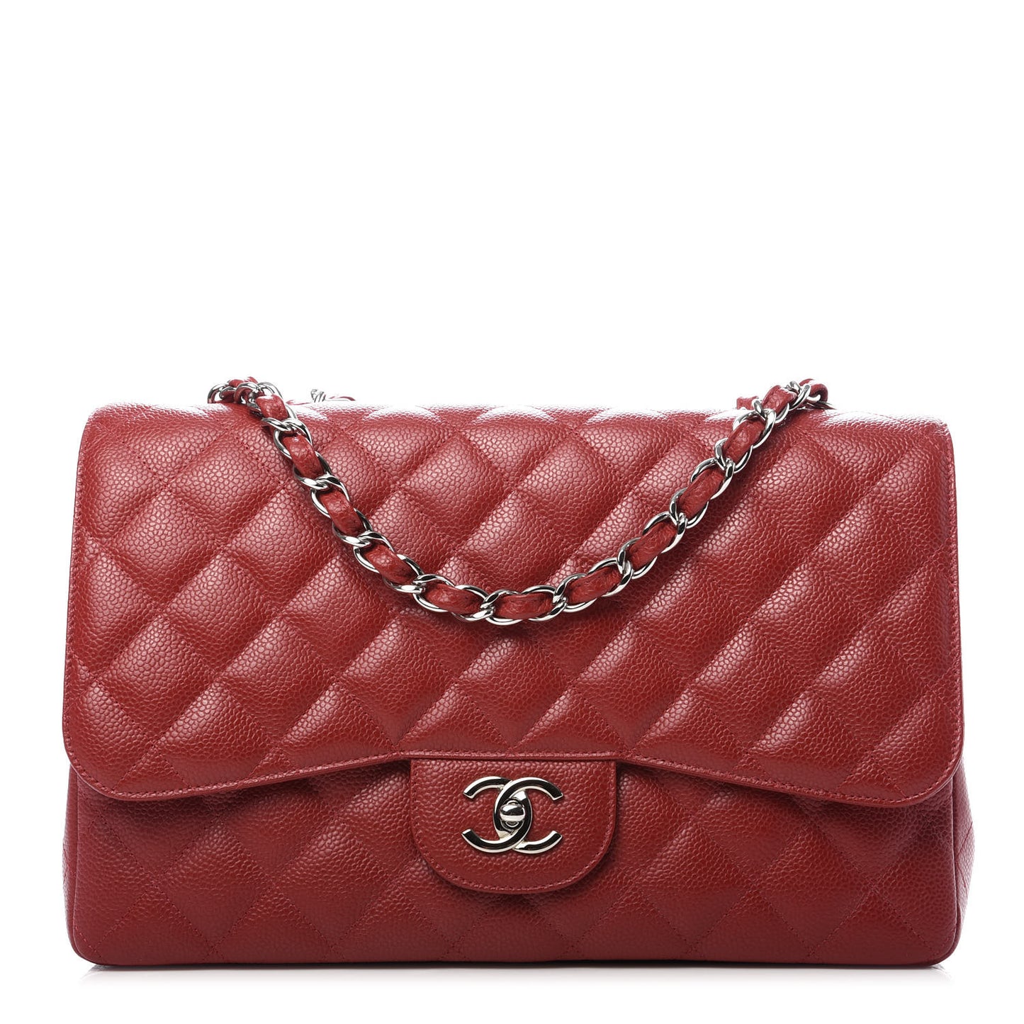 Caviar Quilted Jumbo Single Flap Red