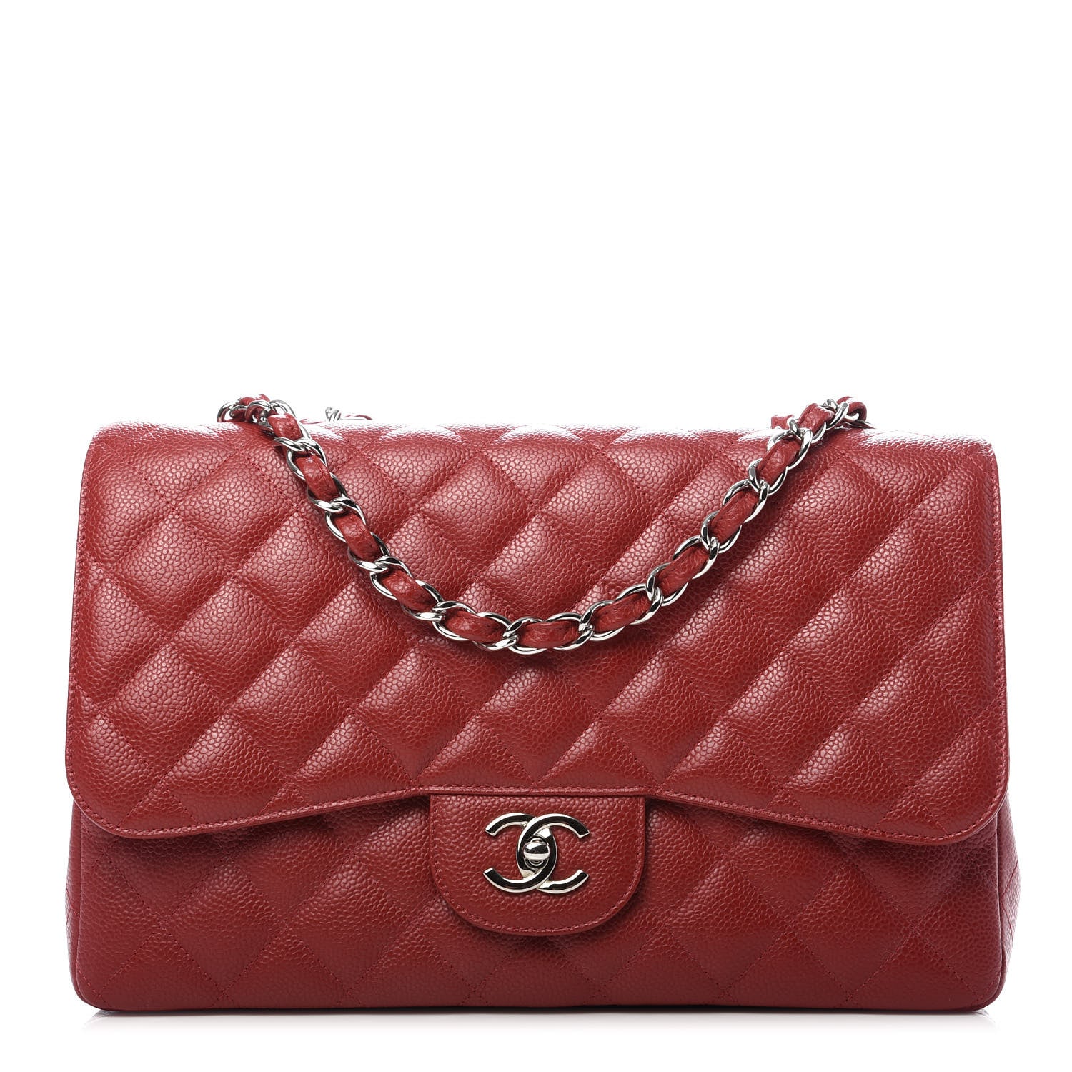Chanel Caviar Quilted Jumbo Single Flap Red 1 of 10