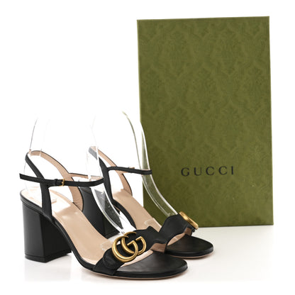 Gucci Lifford Calfskin GG Marmont Ankle Wrap 75mm Sandals 37.5 Black 10 of 10