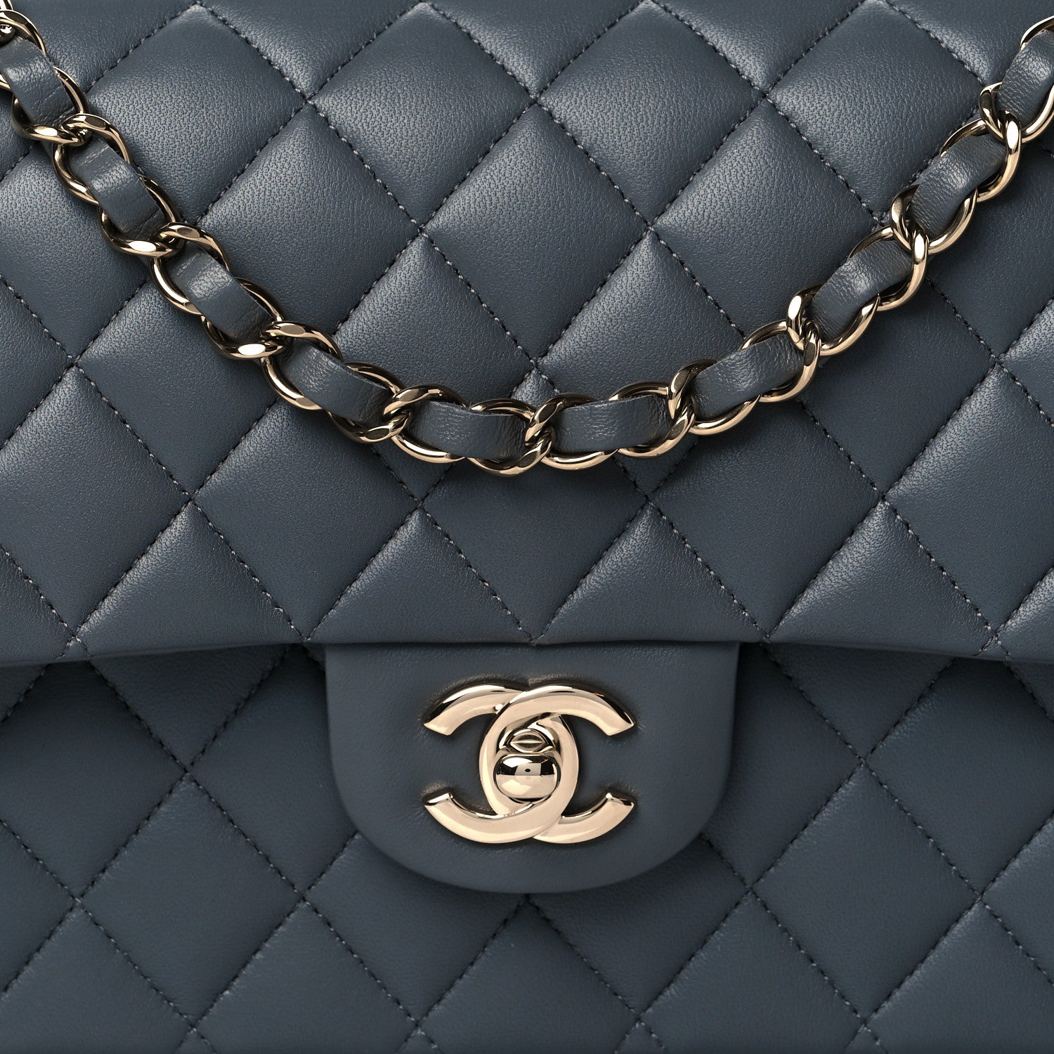 Chanel Lambskin Quilted Medium Double Flap Dark Grey 7 of 10
