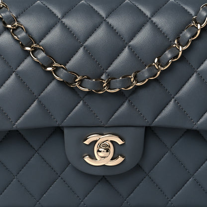 Chanel Lambskin Quilted Medium Double Flap Dark Grey 7 of 10