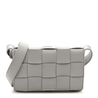 Bottega Veneta Lambskin Maxi Intreccio Small Cassette Crossbody Bag Agate Grey 1 of 9