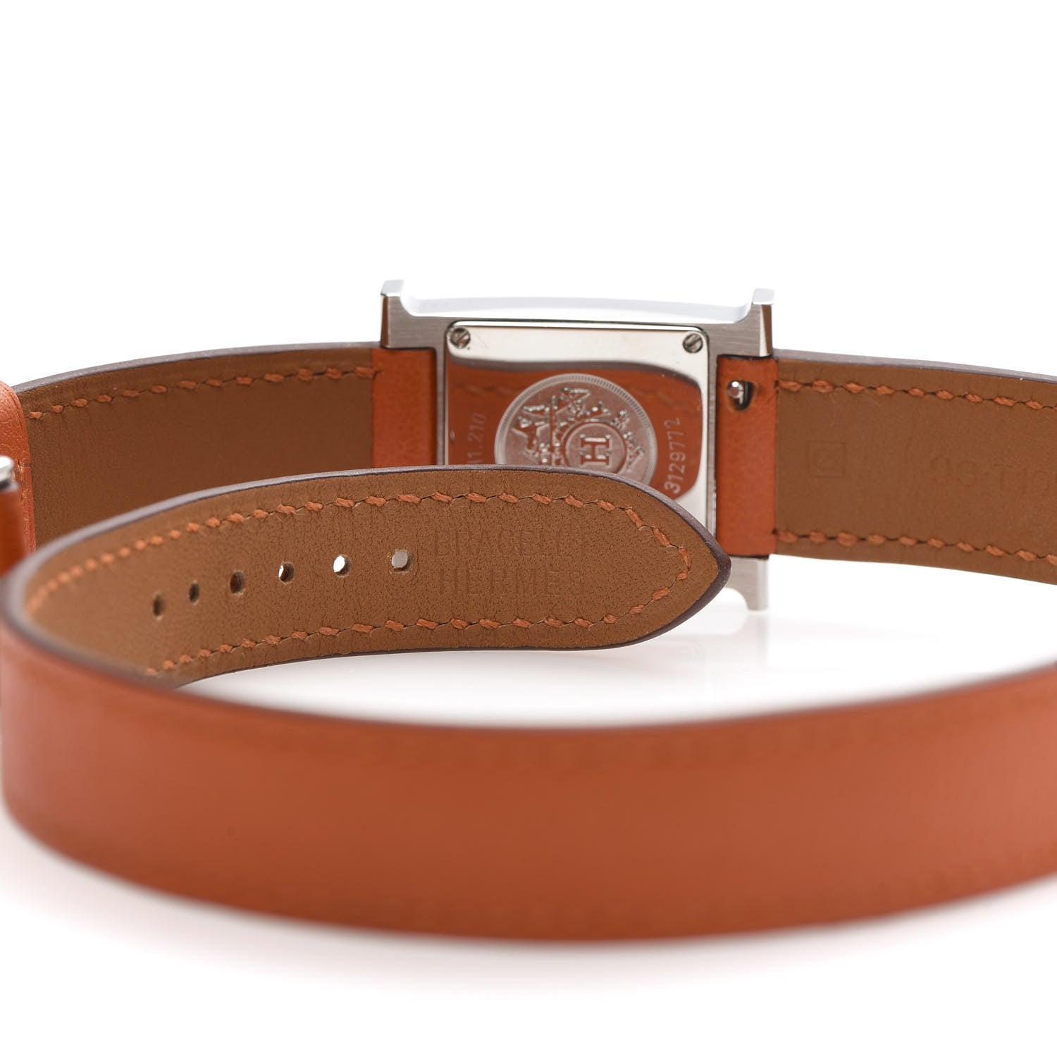 Hermes Stainless Steel Swift 21mm Heure H Hour Double Tour Quartz Watch Orange 5 of 8