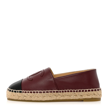 Chanel Lambskin CC Espadrilles 37 Burgundy Black 1 of 9