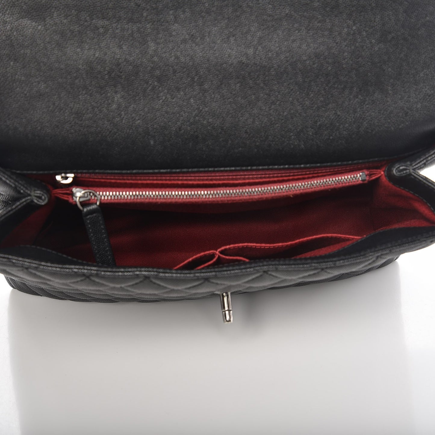 Caviar Quilted Medium Coco Handle Flap Black