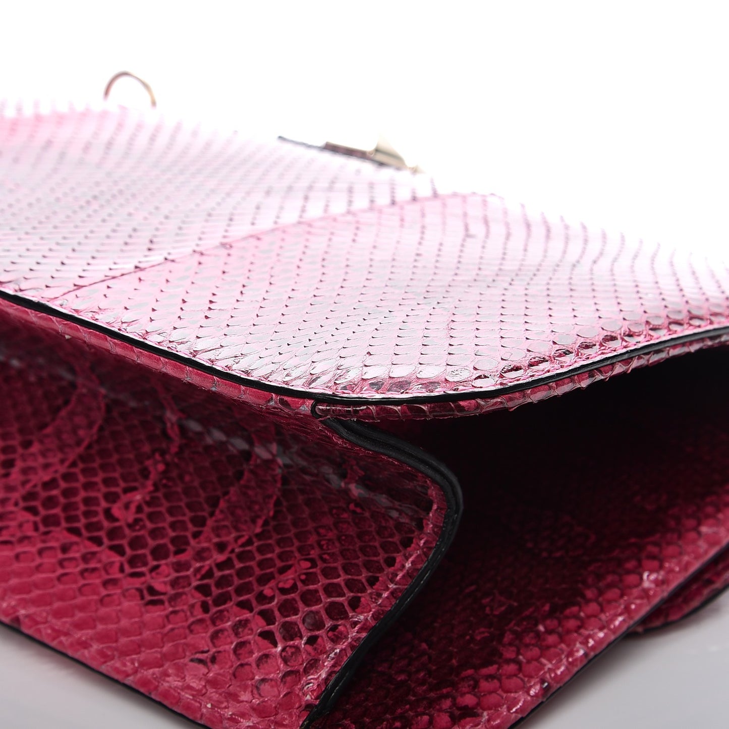 Python Large Glam Lock Rockstud Flap Pop Fuxia