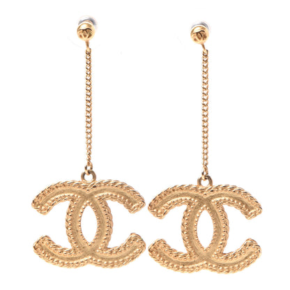 Chanel CC Drop Earrings Matte Gold 1 of 5