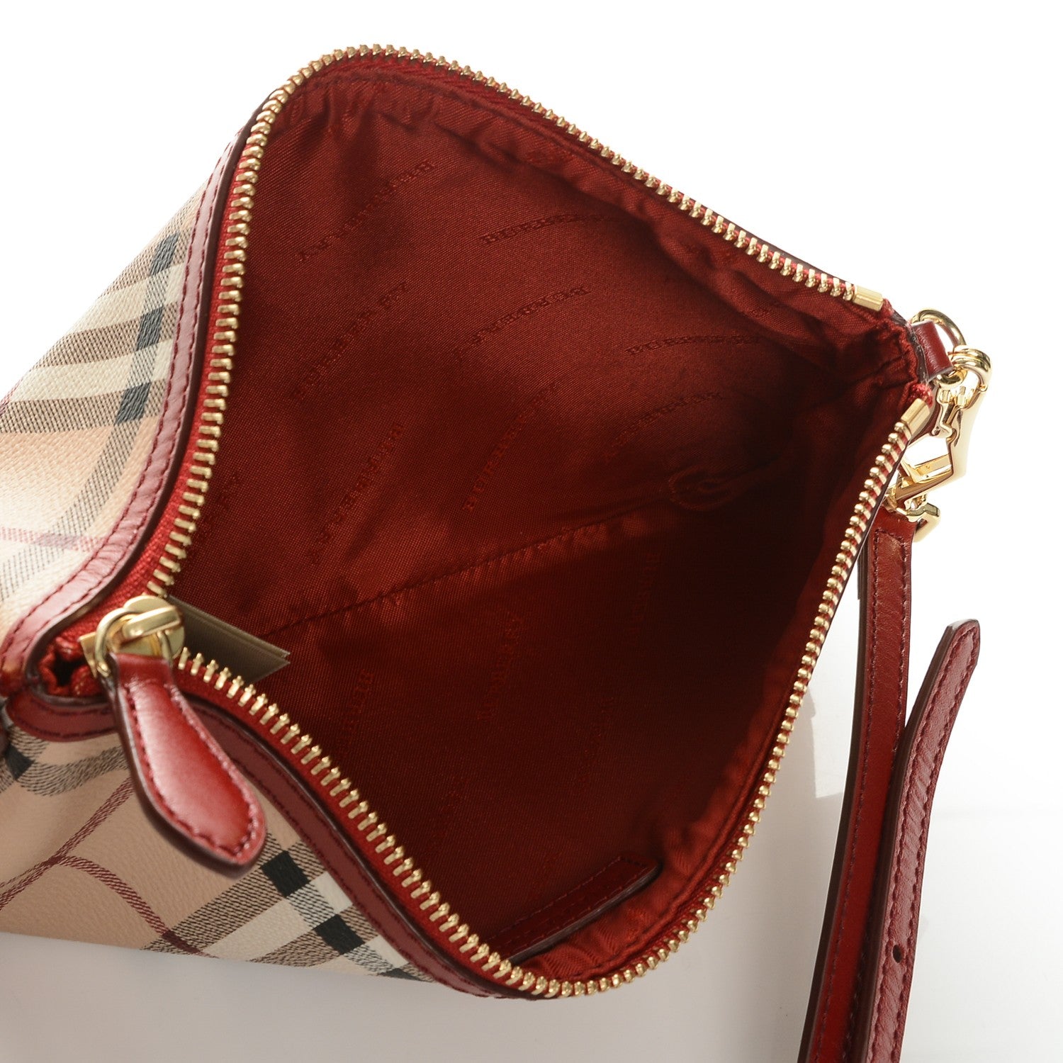 Burberry Haymarket Check Small Peyton Crossbody Clutch Bag Military Red 5 of 7