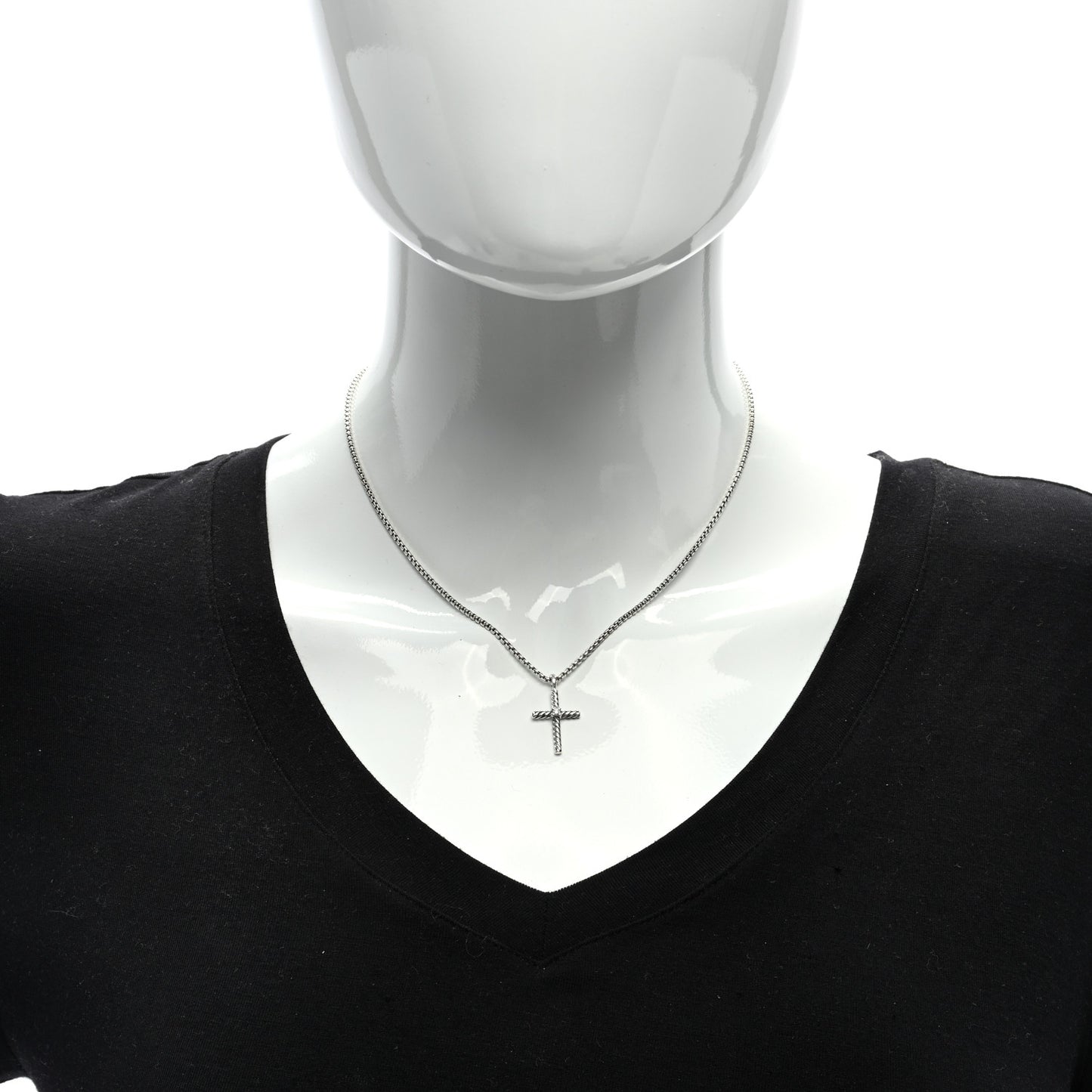 Sterling Silver Diamond Cable Classics Cross Necklace