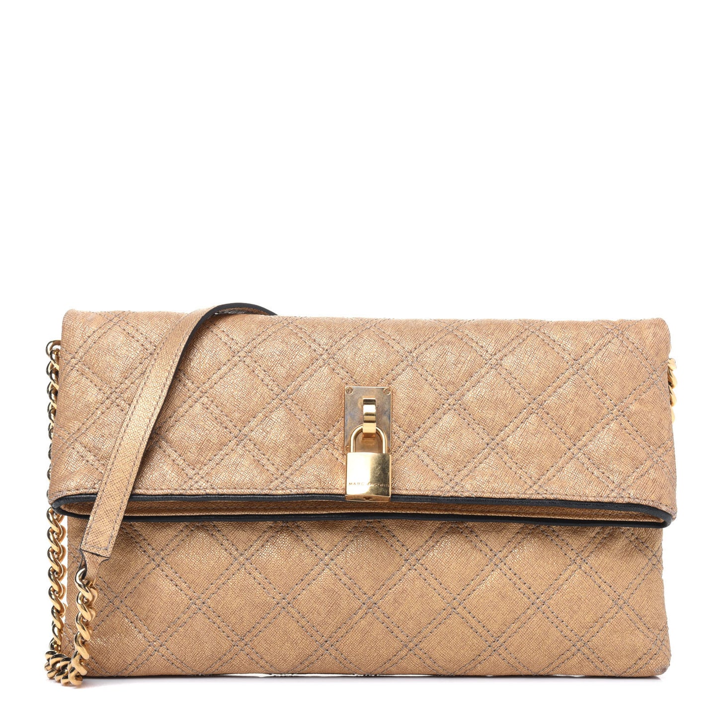 Coated Canvas Quilted Flap Shoulder Bag Tan
