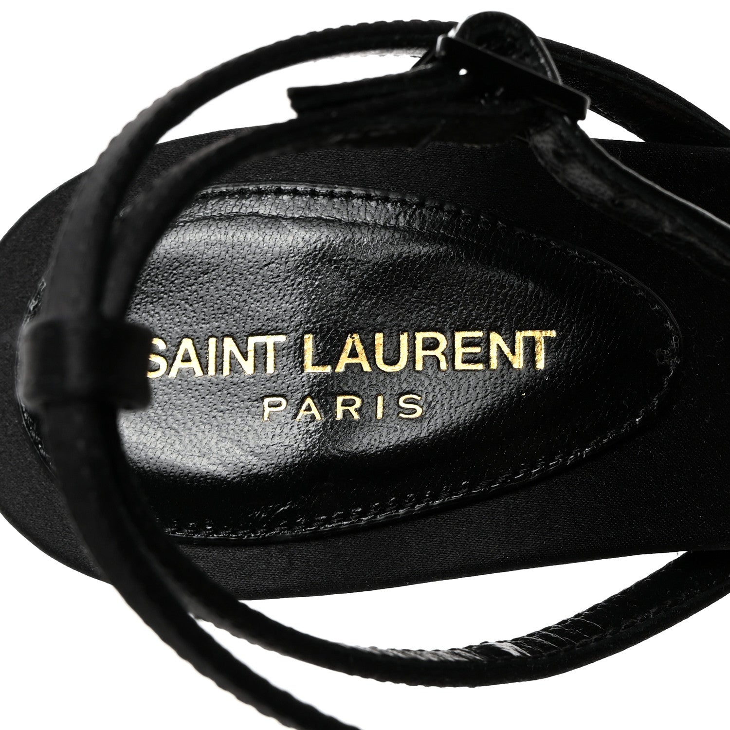Saint Laurent Satin Crystal Gloria 100 Ankle Strap Sandals 36.5 Black 6 of 8