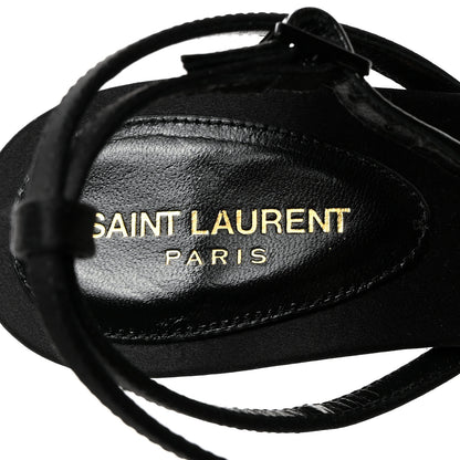 Saint Laurent Satin Crystal Gloria 100 Ankle Strap Sandals 36.5 Black 6 of 8