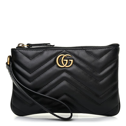 Gucci Calfskin Matelasse GG Marmont Wrist Wallet Black 1 of 4