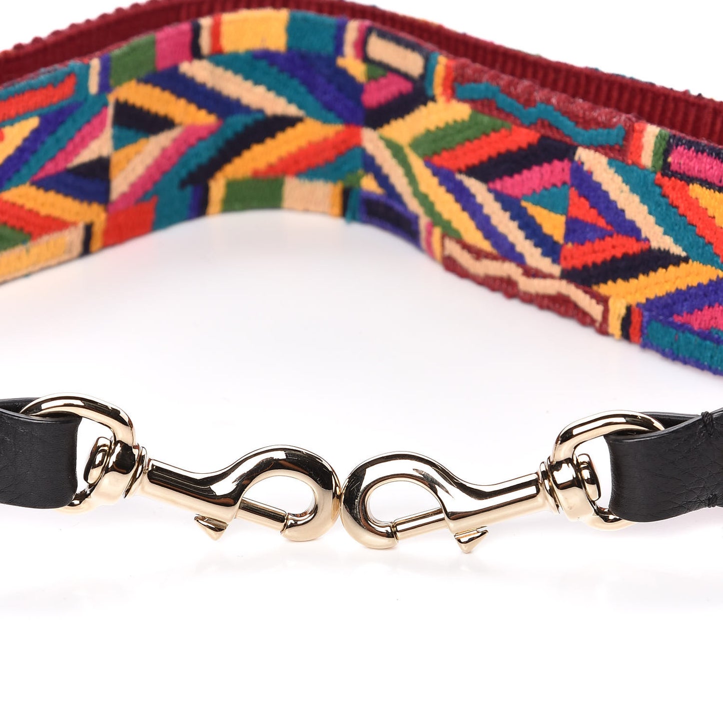 Canvas Geometric Embroidered Rockstud Guitar Strap Multicolor