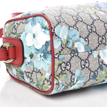 Gucci GG Supreme Monogram Blooms Mini Boston Navy Blue Hibiscus 8 of 9