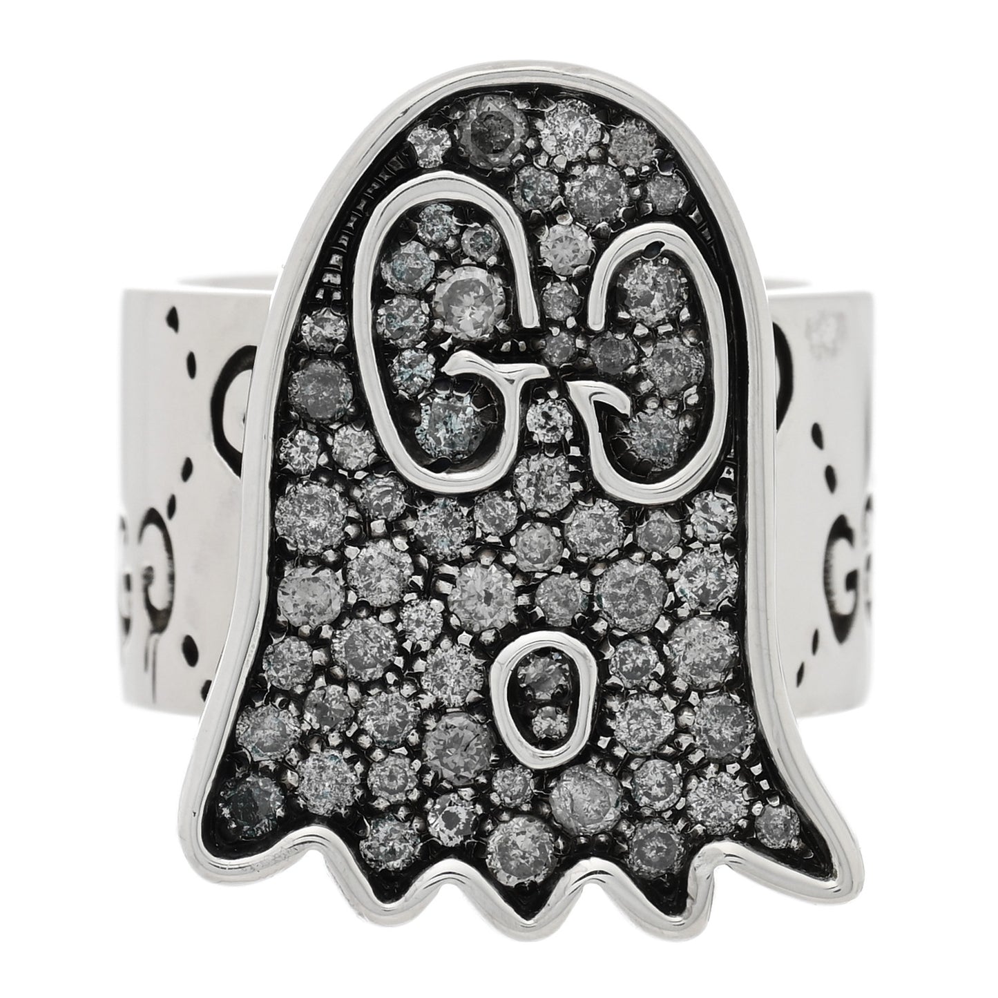 Sterling Silver Grey Diamond GucciGhost Ghost Ring 53 6.25