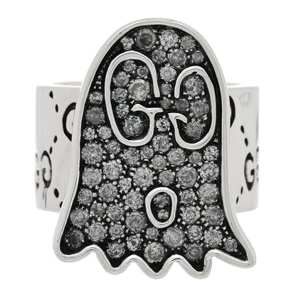 Gucci Sterling Silver Grey Diamond GucciGhost Ghost Ring 53 6.25 1 of 5