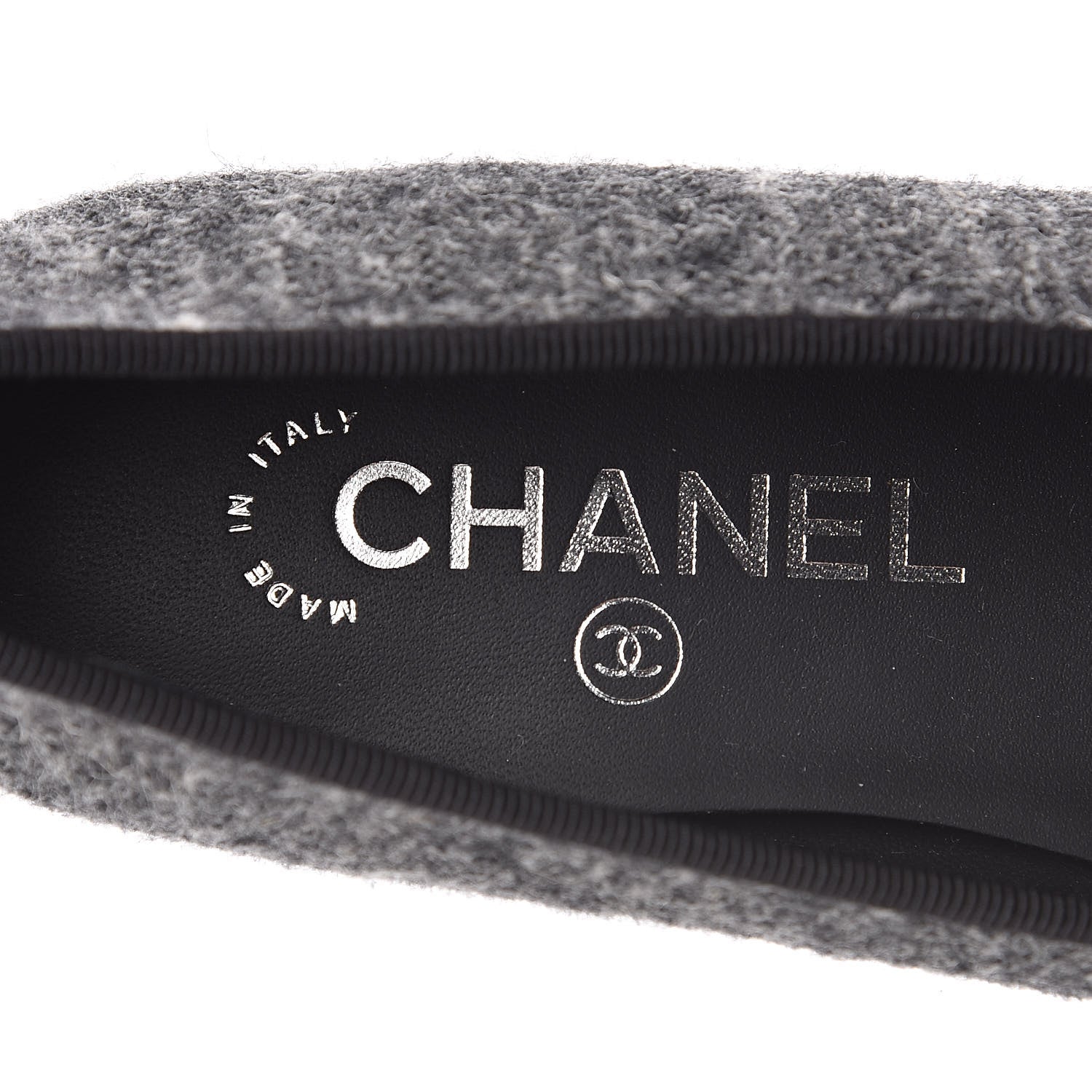 Chanel Tweed Grosgrain Cap Toe Ballerina Flats 37.5 Dark Grey Black 7 of 9