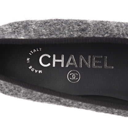 Chanel Tweed Grosgrain Cap Toe Ballerina Flats 37.5 Dark Grey Black 7 of 9
