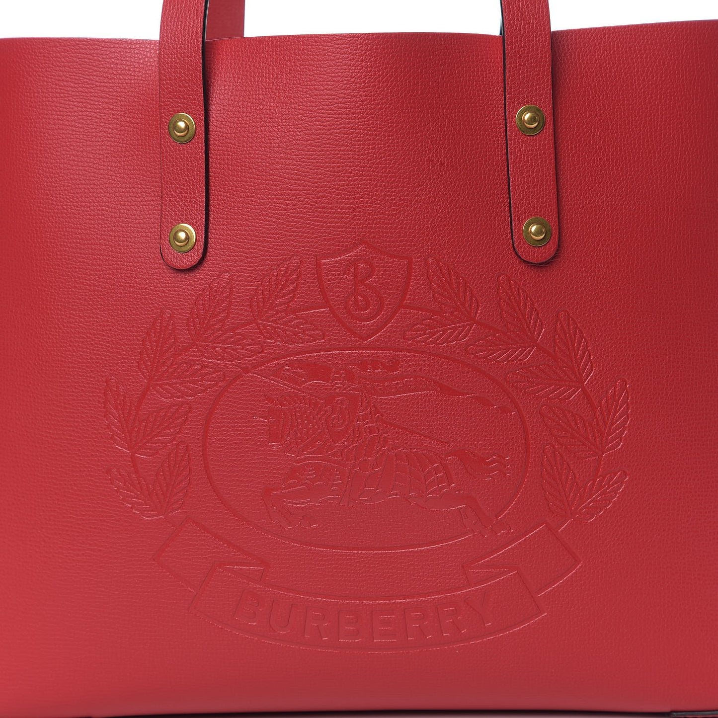 Calfskin Crest Embossed Small Tote Rust Red