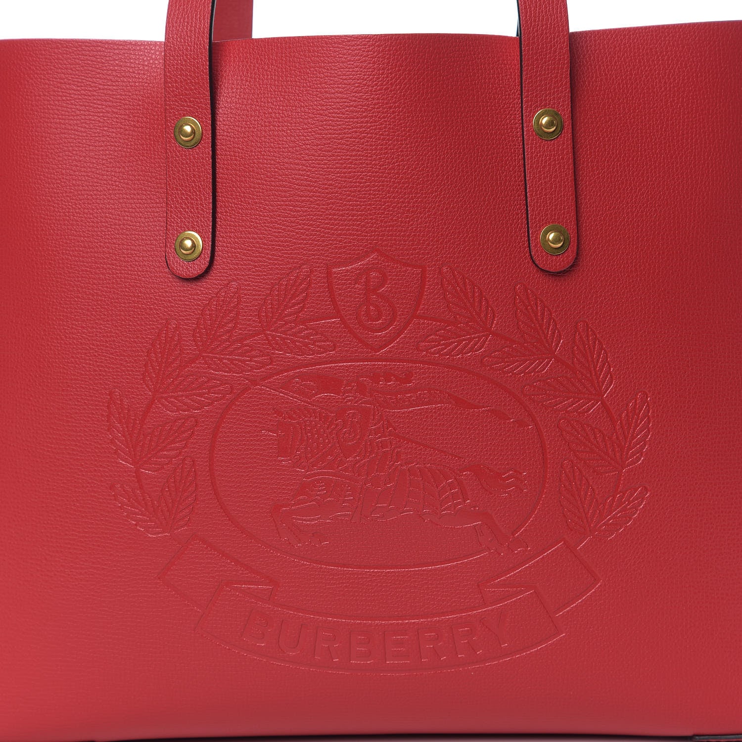 Burberry Calfskin Crest Embossed Small Tote Rust Red 8 of 8