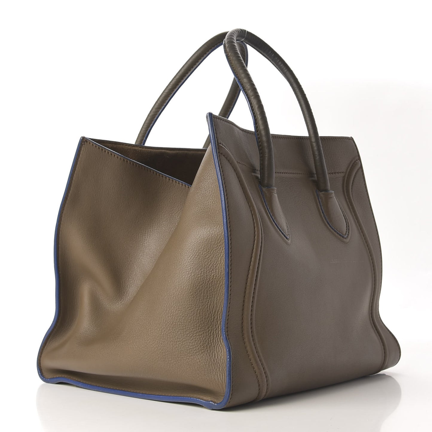 Supple Calfskin Medium Phantom Luggage Khaki Cobalt Trim