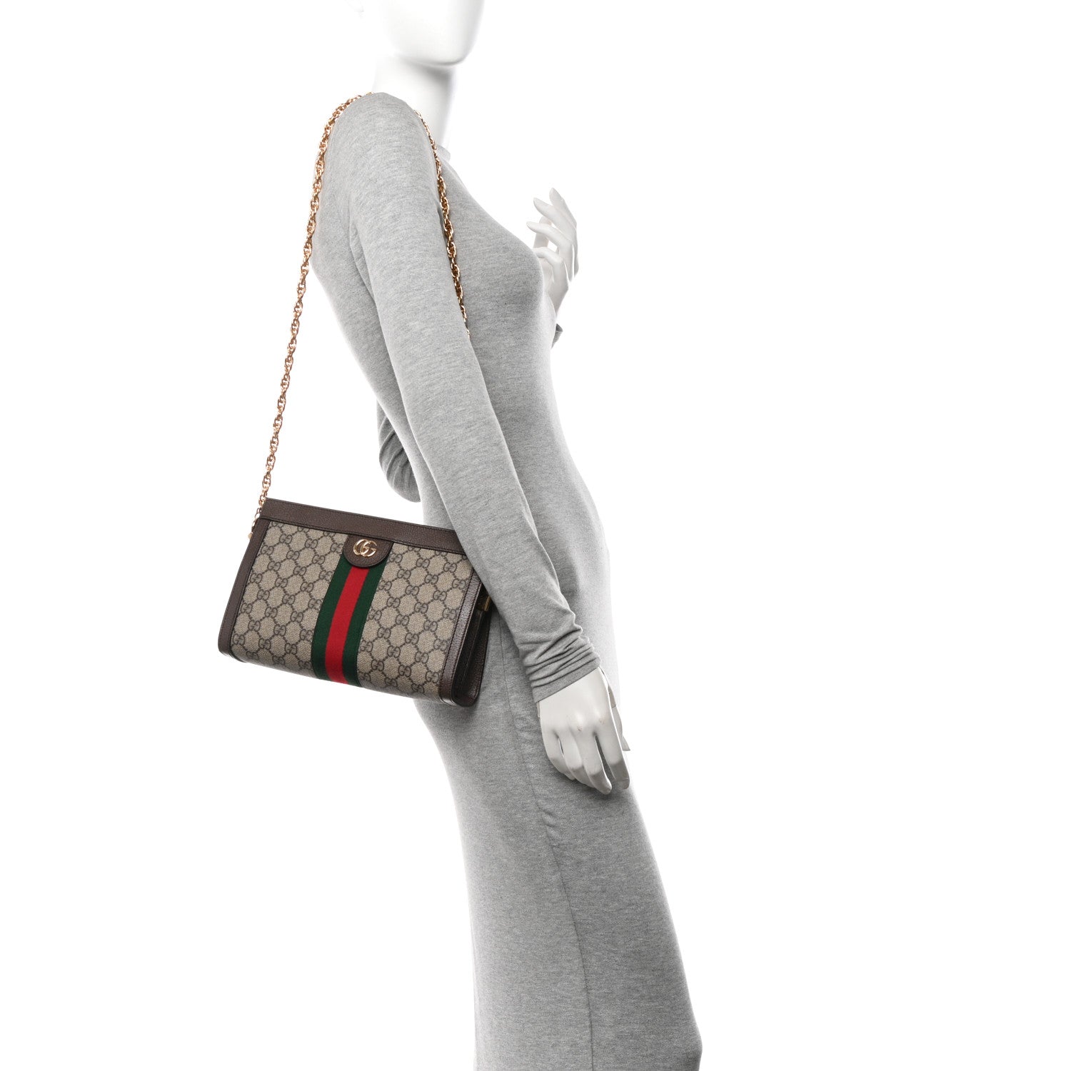 Gucci GG Supreme Monogram Web Small Ophidia Chain Shoulder Bag Brown 2 of 11