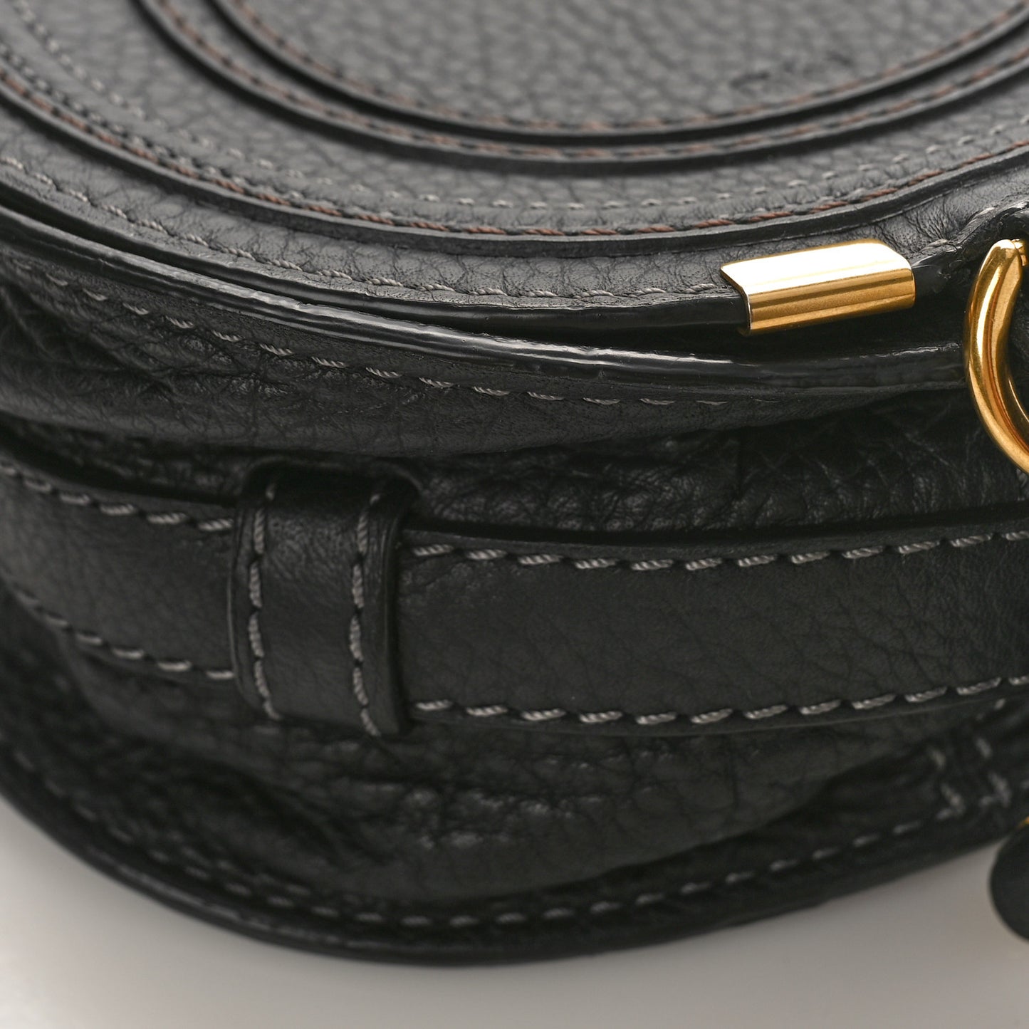 Grained Calfskin Small Marcie Saddle Bag Black