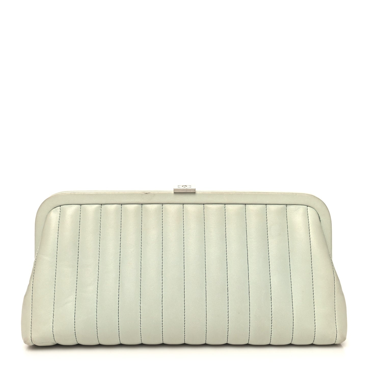 Lambskin Vertical Quilted Mademoiselle Clutch Light Green