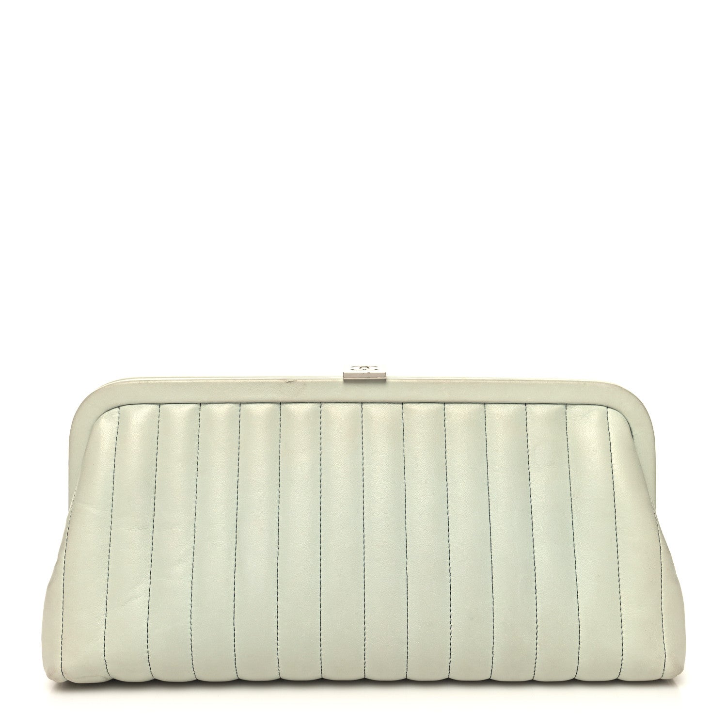 Chanel Lambskin Vertical Quilted Mademoiselle Clutch Light Green 1 of 12