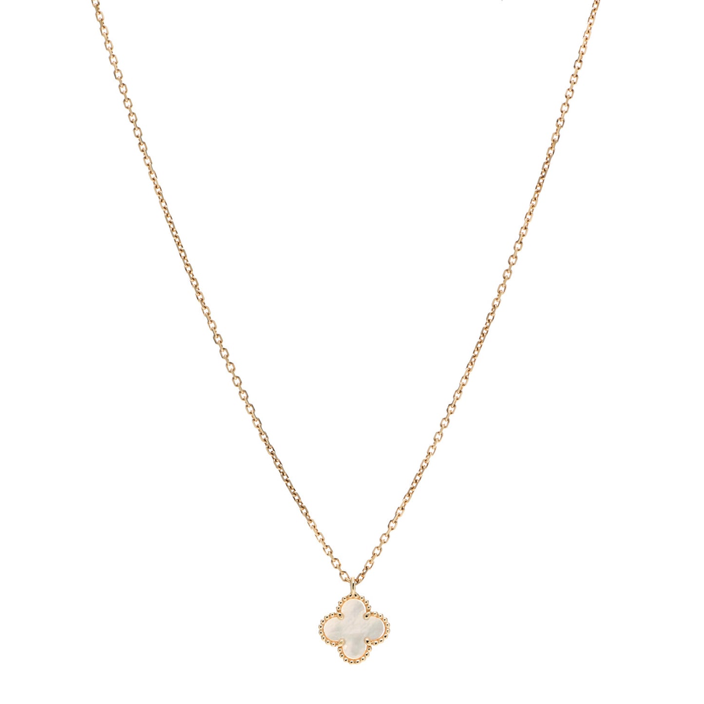 18K Yellow Gold Mother of Pearl Sweet Alhambra Pendant Necklace