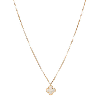 Van Cleef & Arpels 18K Yellow Gold Mother of Pearl Sweet Alhambra Pendant Necklace 1 of 6