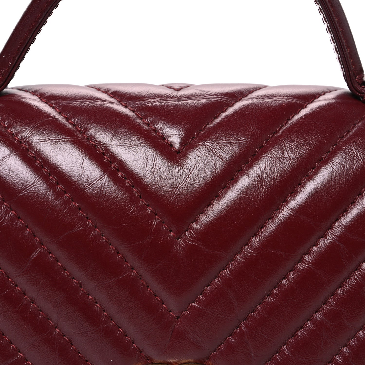 Chanel Calfskin Chevron Quilted Top Handle Flap Red 8 of 10
