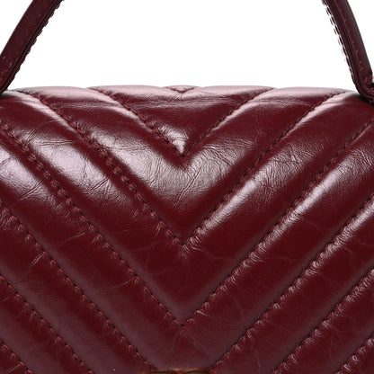 Chanel Calfskin Chevron Quilted Top Handle Flap Red 8 of 10