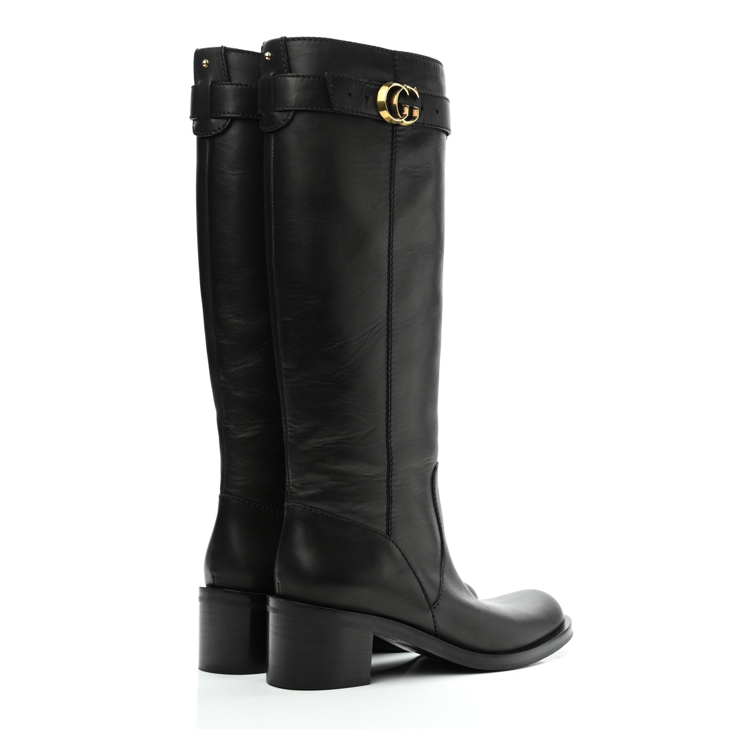 Gucci Calfskin Interlocking G Riding Boots 39.5 Black 4 of 8