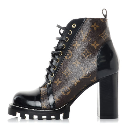 Louis Vuitton Patent Calfskin Monogram Star Trail Ankle Boots 40 Black 1 of 9