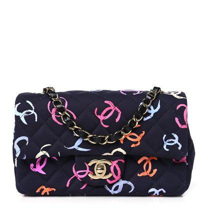 Chanel Printed Fabric Quilted Mini Rectangular Flap Black Pink Blue Yellow Orange 1 of 11