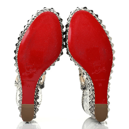 Christian Louboutin Watersnake Print Cataclou 120 Wedge Sandals 35 Roccia Gun Metal 5 of 7