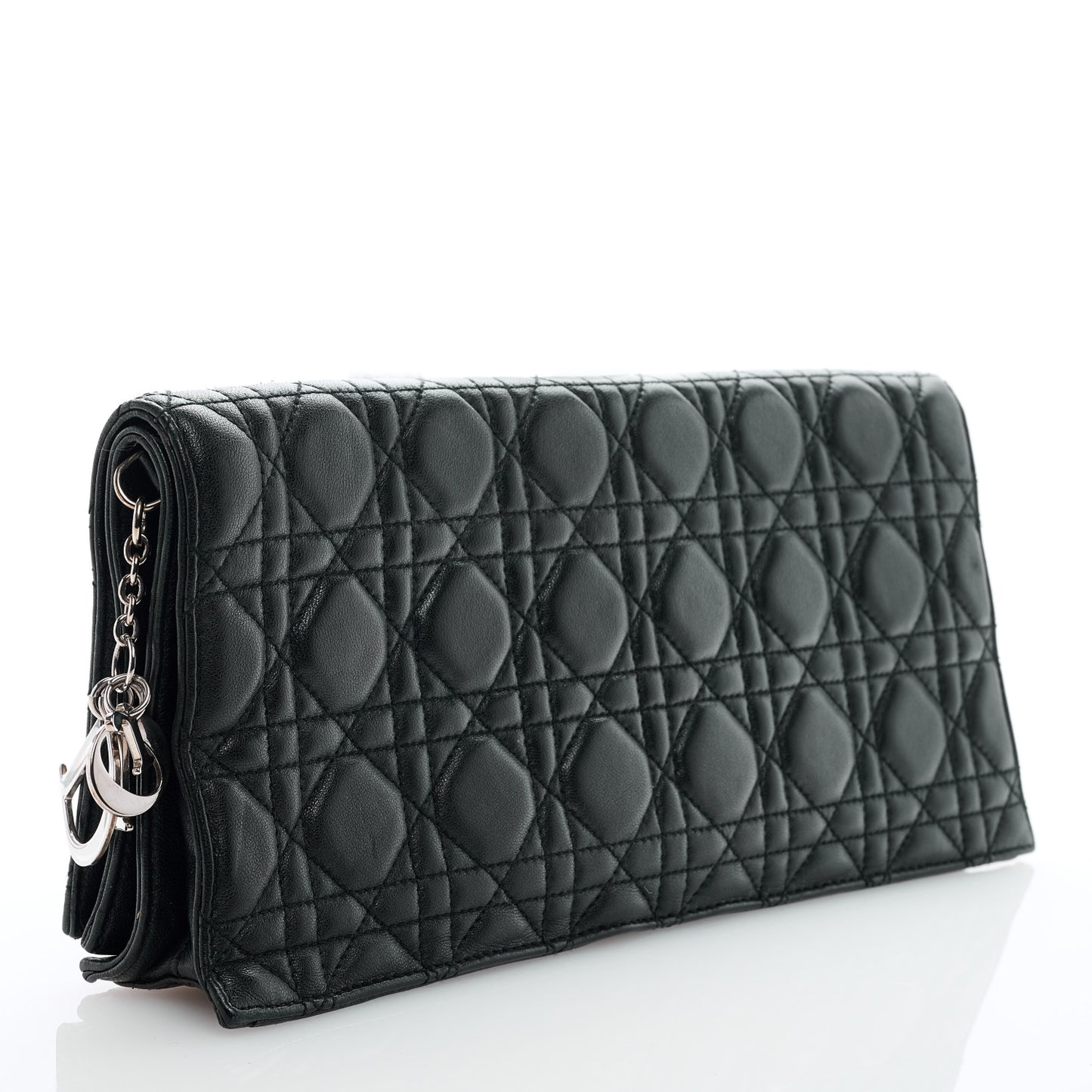 Lambskin Cannage Large Lady Dior Convertible Clutch Black