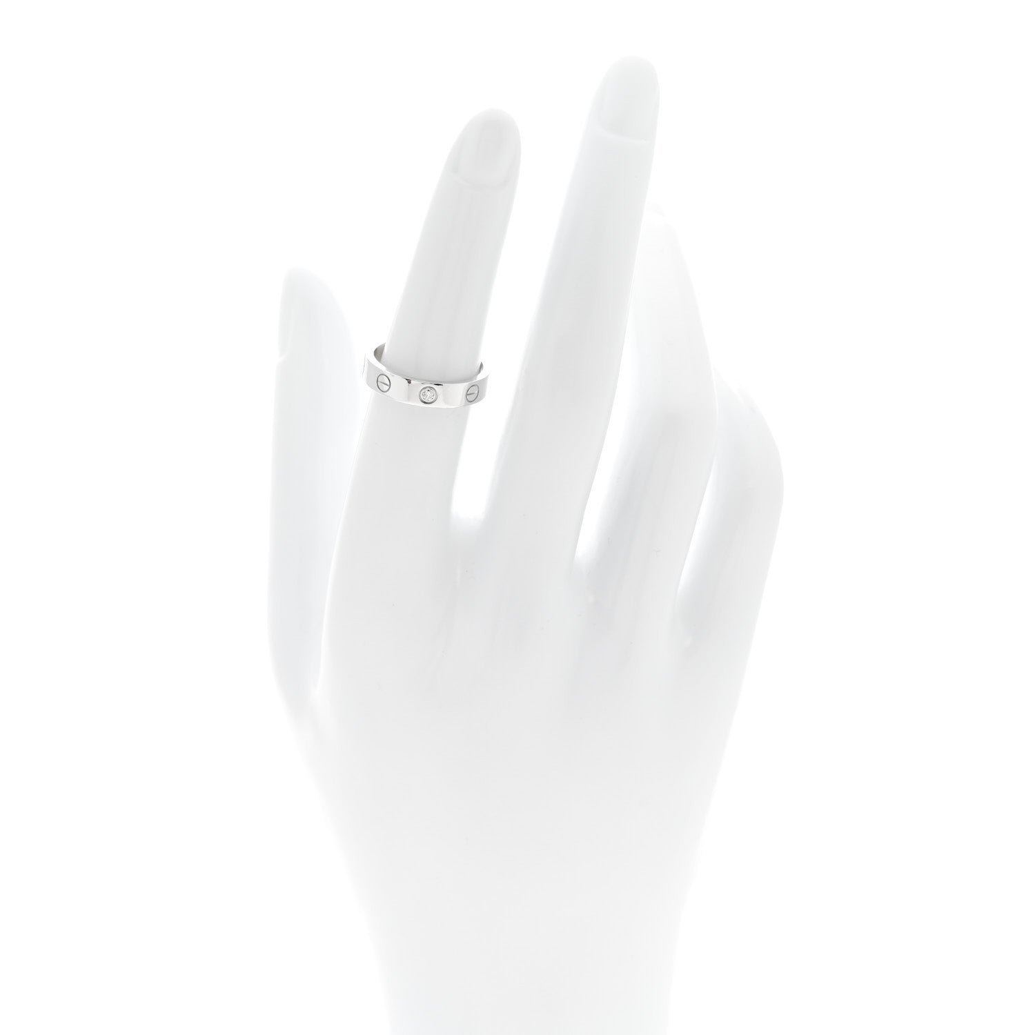 Cartier 18K White Gold Diamond 4mm LOVE Wedding Band Ring 51 5.75 2 of 4