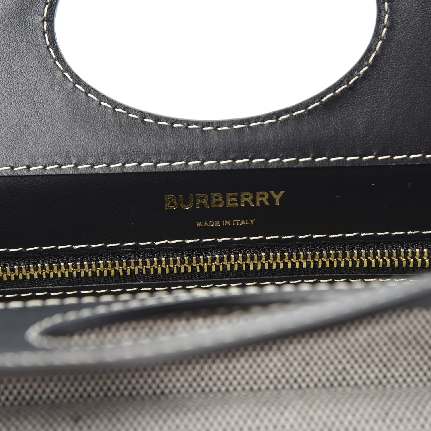 Burberry Smooth Calfskin Canvas Two Tone Mini Pocket Bag Black Tan 7 of 8