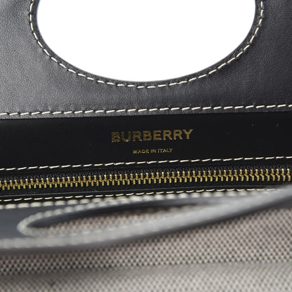 Burberry Smooth Calfskin Canvas Two Tone Mini Pocket Bag Black Tan 7 of 8