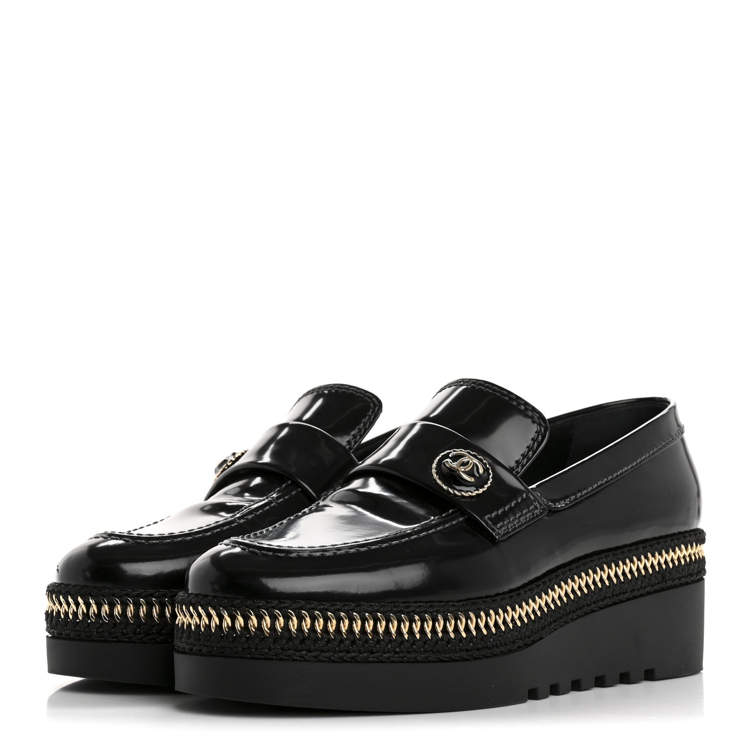 CHANEL 靴 Chanel Shiny Calfskin Platform Loafers 37 Black 1722276 – FASHIONPHILE