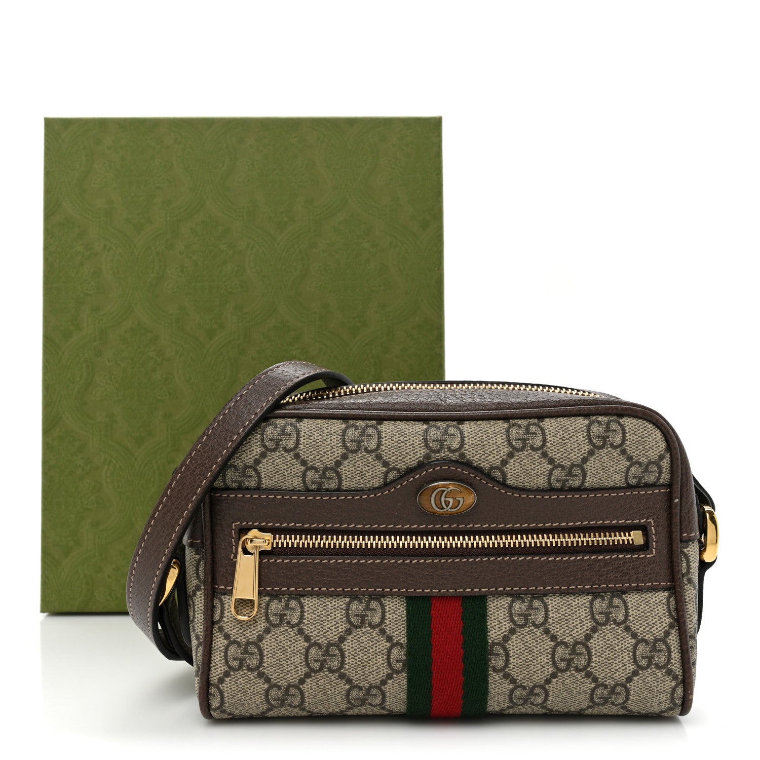 Gucci GG Supreme Monogram Web Mini Ophidia Shoulder Bag Brown 17 of 17